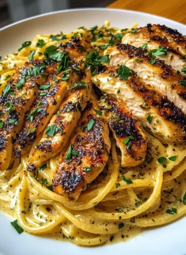 Creamy Garlic Herb Spaghetti with Grilled Chicken