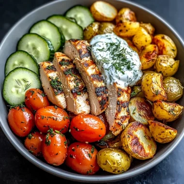 Ultimate Greek Chicken Power Bowl with Crispy Potatoes & Dill Yogurt